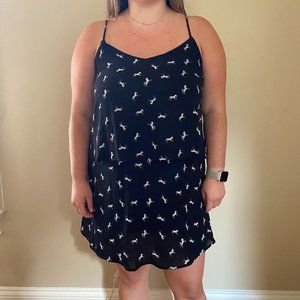 Black tiered spaghetti strap dress w horse detail